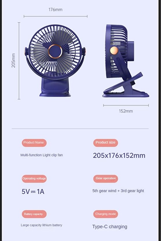 MANDALLI MİNİ ŞARJLI FAN ASKILI VANTİLATÖR MASAÜSTÜ HAVA SERİNLETİCİ