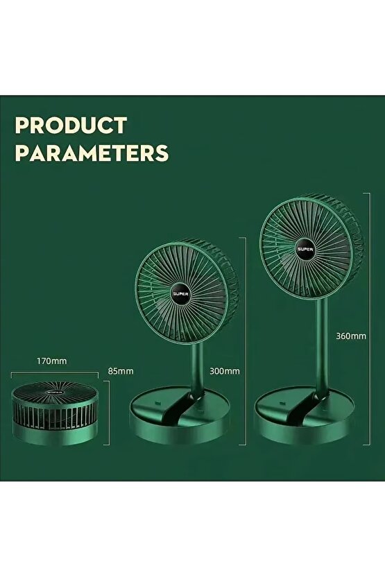 MASAÜSTÜ ŞARJLI FAN 3 HIZ KADEMELİ KATLANABİLİR TELESKOBİK VANTİLATÖR SERİNLETİCİ MİNİ KLİMA