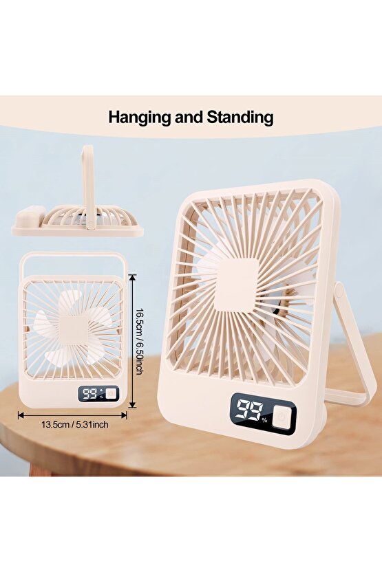 MASAÜSTÜ ŞARJLI FAN 5 HIZ KADEMELİ ULTRA İNCE LED GÖSTERGELİ VANTİLATÖR SERİNLETİCİ MİNİ KLİMA