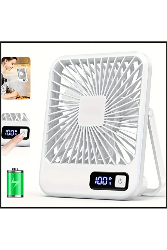 MASAÜSTÜ ŞARJLI FAN 5 HIZ KADEMELİ ULTRA İNCE LED GÖSTERGELİ VANTİLATÖR SERİNLETİCİ MİNİ KLİMA