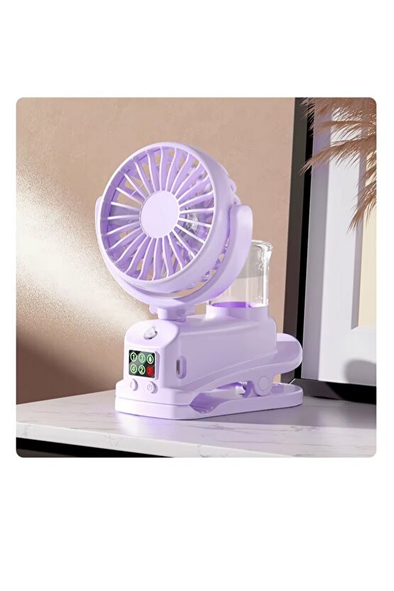 ŞARJLI MANDALLI FAN BEBEK ARABASI MASAÜSTÜ VANTİLATÖR SU SPRAY PÜSKÜRTMELİ SERİNLETİCİ MİNİ KLİMA