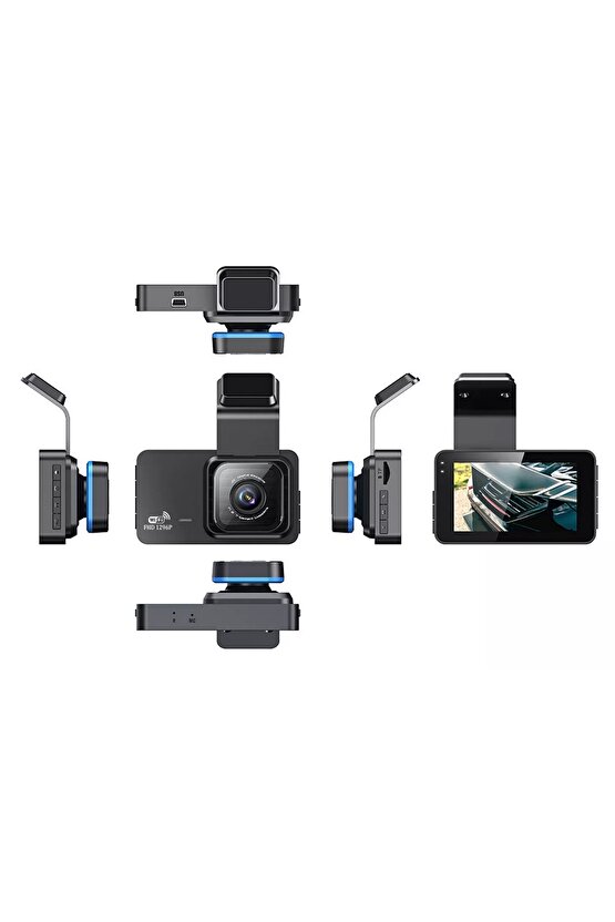 WİFİ Lİ ARAÇ İÇİ KAMERA 3 İNÇ EKRANLI ÖN VE GERİ GÖRÜŞ KAMERALI MİKROFONLU 1296P SUPER HD