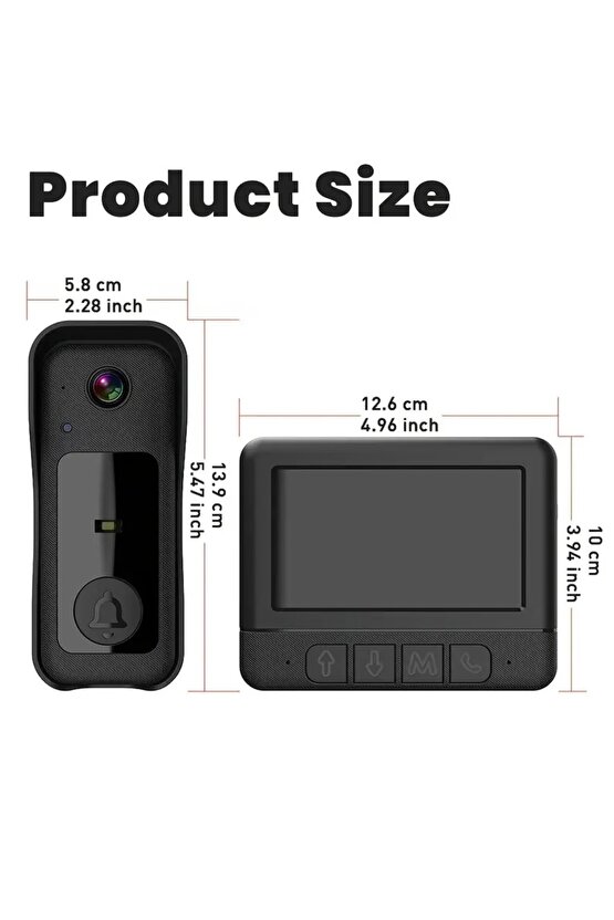 X6 VİDEO DOORBELL KABLOSUZ GÖRÜNTÜLÜ KAPI ZİLİ KAMERALI KAPI İNTERCOMU EKRANLI MİKROFONLU ŞARJLI