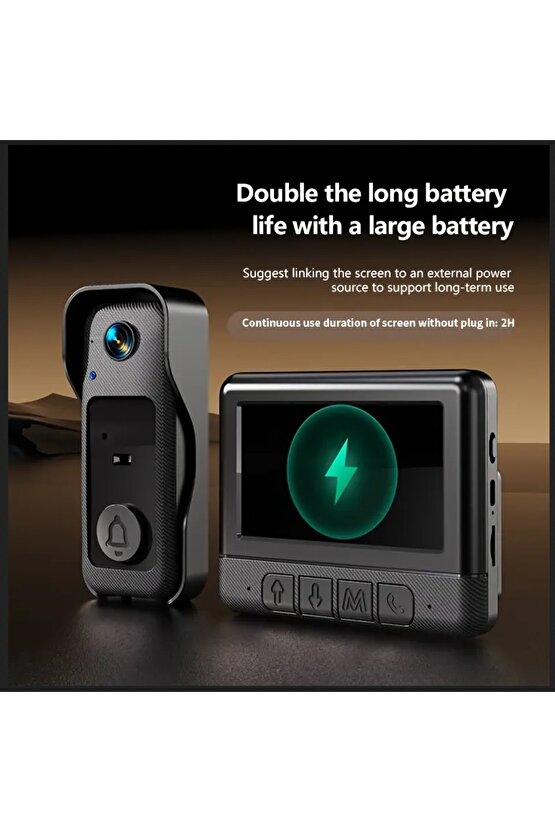 X6 VİDEO DOORBELL KABLOSUZ GÖRÜNTÜLÜ KAPI ZİLİ KAMERALI KAPI İNTERCOMU EKRANLI MİKROFONLU ŞARJLI