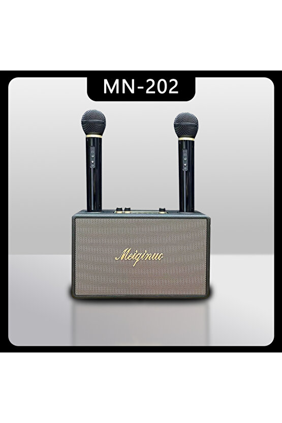 ÇİFT MİKROFONLU BLUETOOTH SPEAKER ŞARJLI KABLOSUZ KARAOKE HOPARLÖR PARTY BOX SES BOMBASI