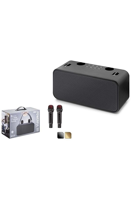 186PRO ÇİFT MİKROFONLU BLUETOOTH SPEAKER KABLOSUZ ŞARJLI KARAOKE HOPARLÖR