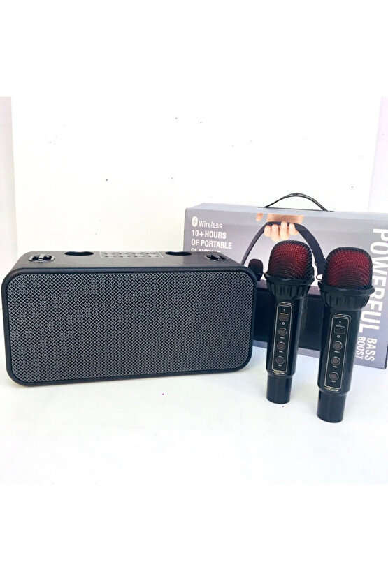 186PRO ÇİFT MİKROFONLU BLUETOOTH SPEAKER KABLOSUZ ŞARJLI KARAOKE HOPARLÖR