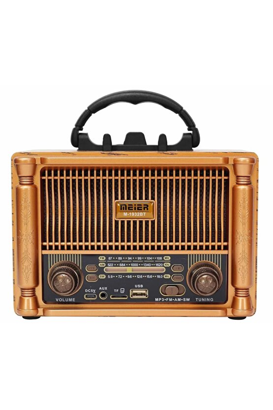 NOSTALJİK RADYO BLUETOOTH SPEAKER ŞARJLI SD KART USB GİRİŞLİ MP3 ÇALAR KABLOSUZ HOPARLÖR