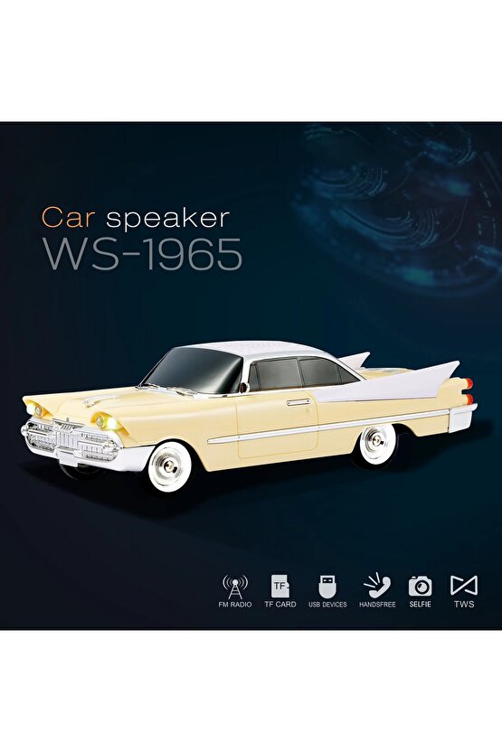 NOSTALJİK ARABA ŞEKLİNDE BLUETOOTH SPEAKER ŞARJLI LED IŞIKLI KABLOSUZ HOPARLÖR FM RADYO SD KART USB