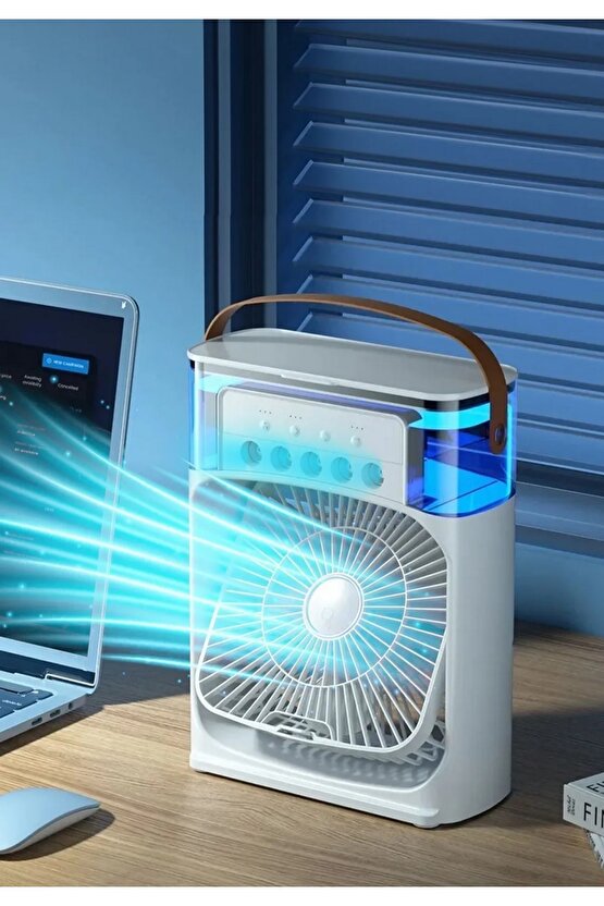 BUZLU FAN TAŞINABİLİR SU BUHARI PÜSKÜRTMELİ KLİMA SERİNLETİCİ VANTİLATÖR ODA HAVA NEMLENDİRİCİ