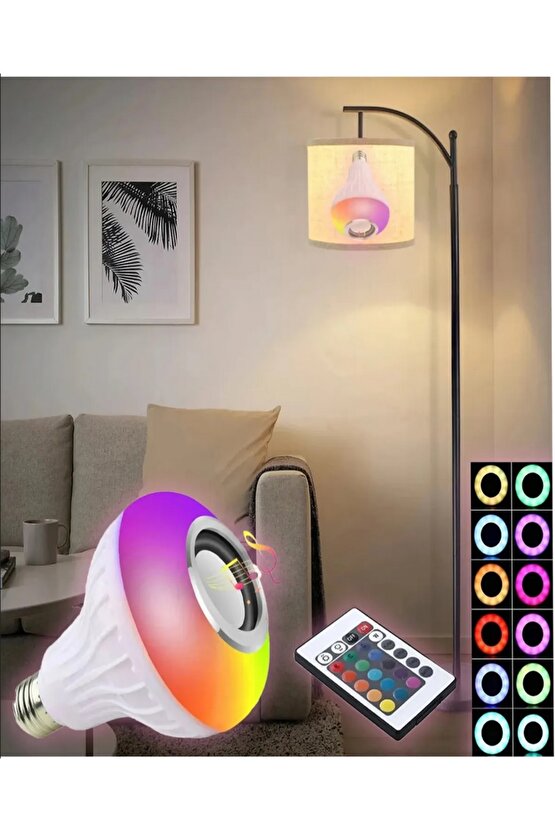 BLUETOOTH HOPARLÖR AMPUL RGB LED IŞIKLI 12W LED LAMBA UZAKTAN KUMANDALI MÜZİK ÇALAR