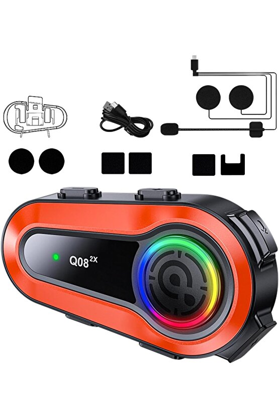 SU GEÇİRMEZ MOTORSİKLET BLUETOOTH KULAKLIK RGB IŞIKLI OTOMATİK CEVAPLAMA MİKROFONLU KASK İNTERCOM