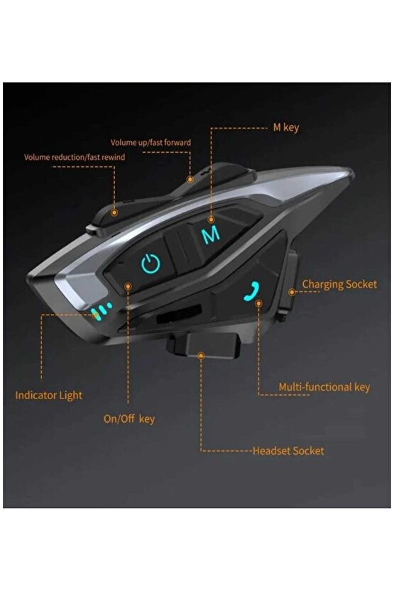 Motorsiklet Kask Bluetooth Kulaklık Mikrofonlu Fm Radyolu 8 Kişilik Çoklu Eşleşme Helmet Intercom
