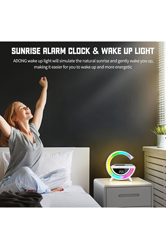 Bluetooth G Hoparlör Rgb Led Işıklı Speaker Alarm Saat Aux Usb Sd Kart Wireless Şarj