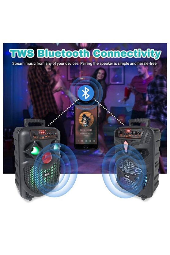 KARAOKE MİKROFONLU BLUETOOTH HOPARLÖR FM RADYO SD KART USB GİRİŞLİ TAŞINABİLİR ŞARJLI SPEAKER