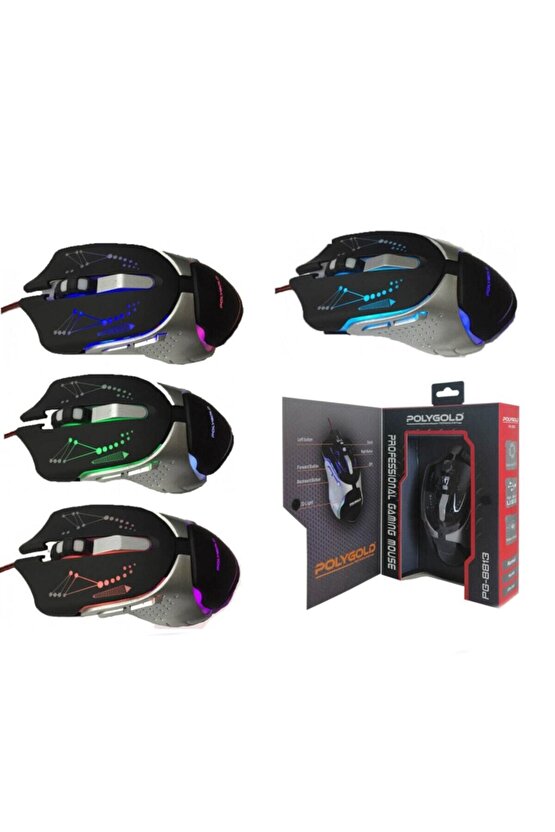 Led Işıklı Oyuncu Mouse Rgb Game Mouse 2400 Dpi Pg8813