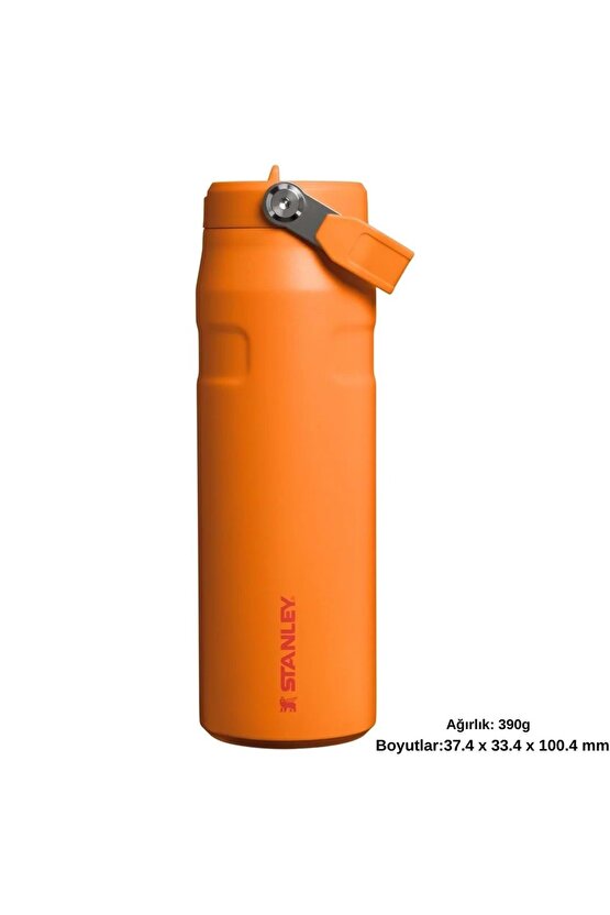 The IceFlow Flip Straw Pipetli Termos Bardak 0,70 LT Matara TURUNCU