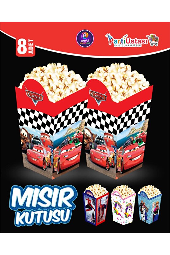 Partioyunevi Cars Arabalar Popcorn Mısır Kutusu 8li