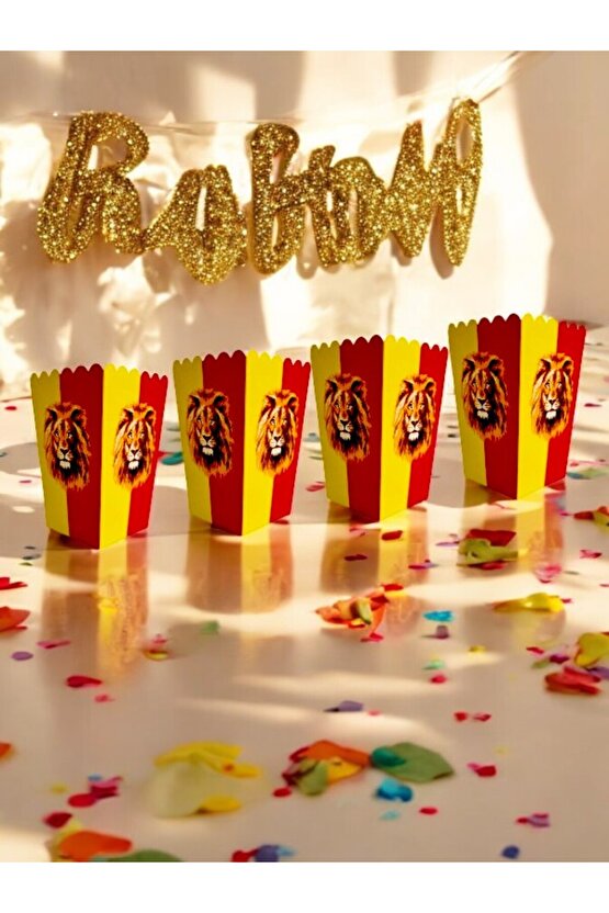 Sarı-Kırmızı Taraftar Temalı 8 Adet Mısır Kutusu - Doğum Günü Parti ve Eğlenceli Etkinlikler