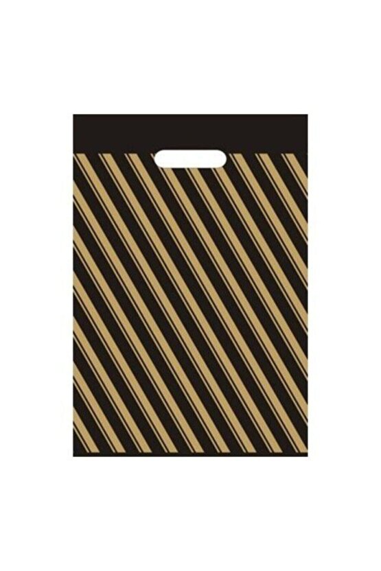 14 SÜS Siyah Çizgili Takviyeli Poşet 40 x 50 cm 100ADER 2 PAKET