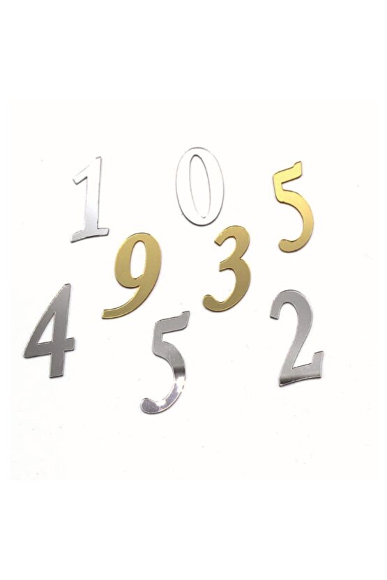 6 Cm Pleksi Rakam - Gümüş 3 Rakamı - 10 Adet