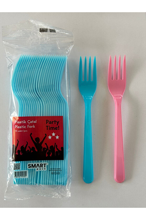 50 Adet Renkli Sert Dayanıklı Plastik Kullan At Doğum Günü Parti Sunum Çatal