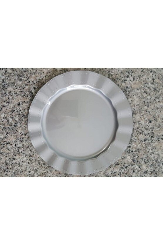 Plastik Tabak Lüks 26cm - 6 Adet - Pembe -sert Mika Renkli Parlak