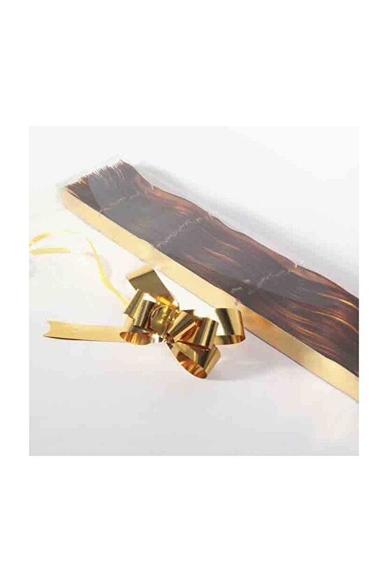 50 Adet Pratik Çekme Rafya Fiyonk Metalize Gold ( 13 Cm * 10 Cm )