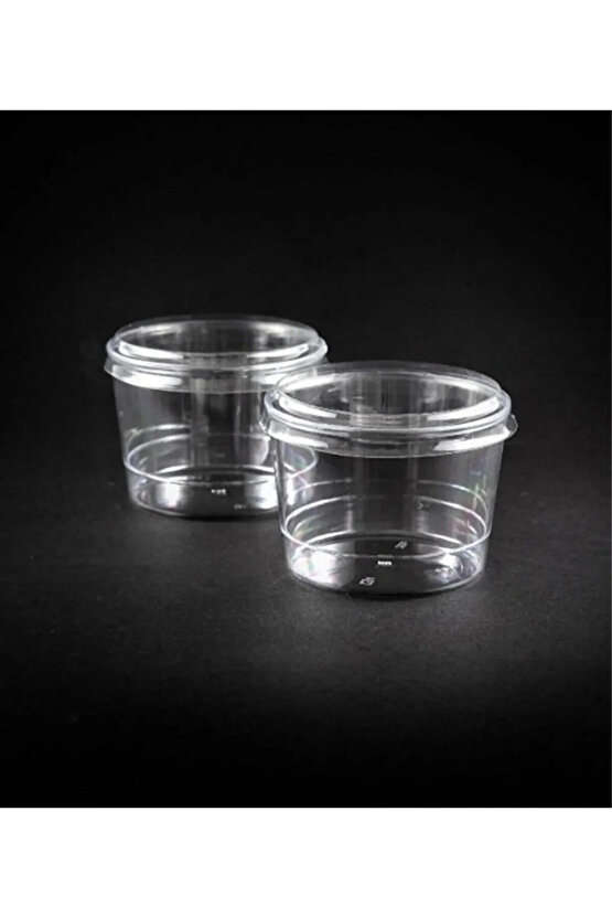 100 Adet Kapaklı Plastik Tatlı Kabı Kasesi Bodega 250cc