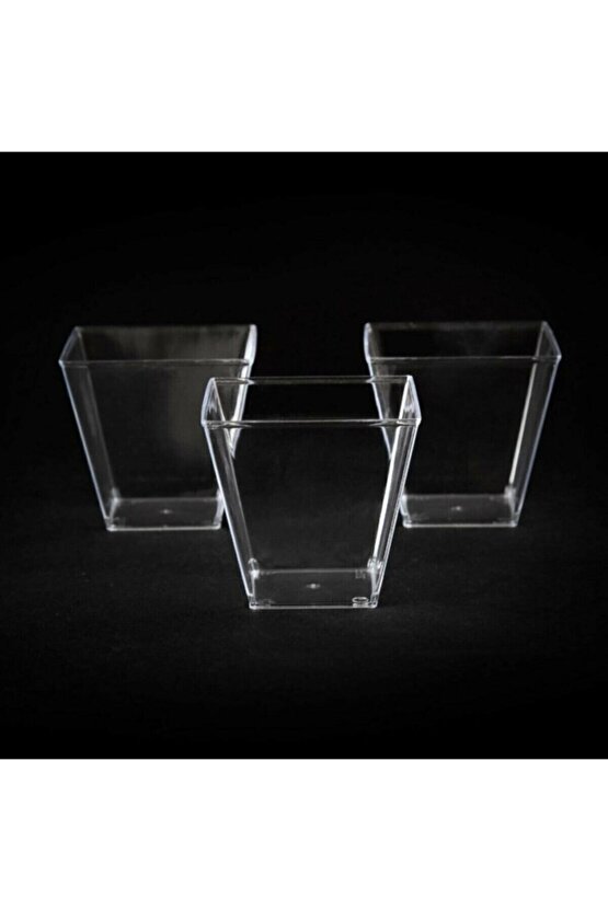 Şeffaf Kristal Mika Ekstra Sert Plastik Prizma Kübik Kase 120 Cc 25 Adet