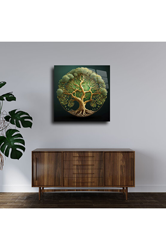 Hayat Ağacı Görseli Cam Tablo Duvar Dekoru 8