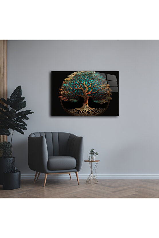 Hayat Ağacı Görseli Cam Tablo Duvar Dekoru 5