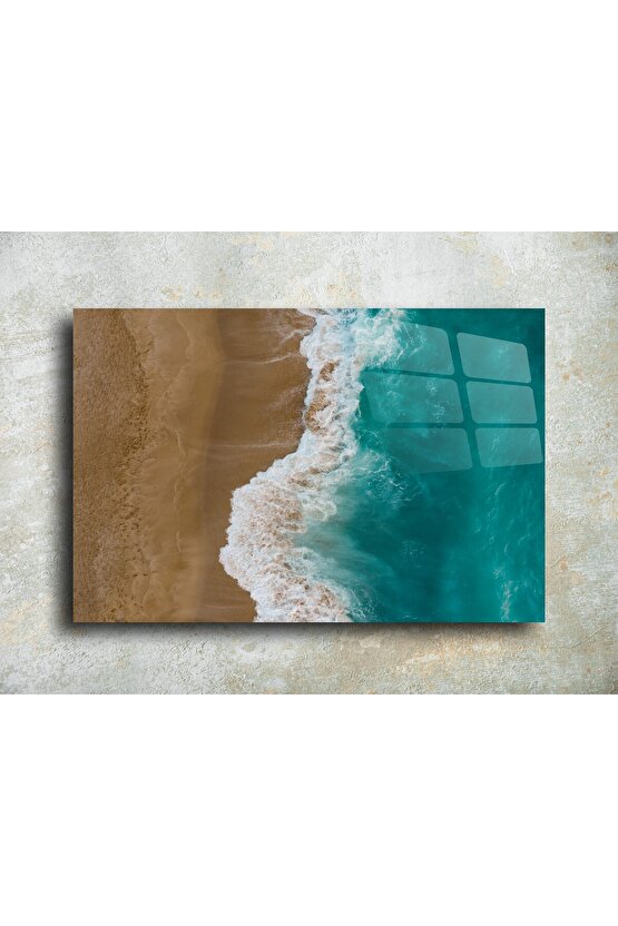 Deniz ve Sahil Temalı Cam Tablo Duvar Dekoru