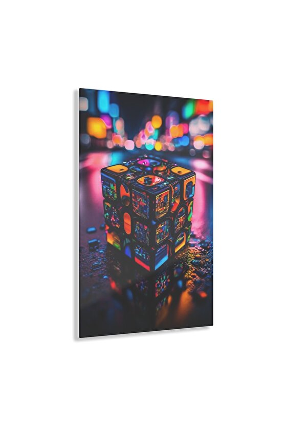 Rubik Küp Cam Tablo Duvar Dekoru