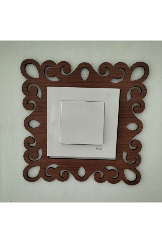 Kare Desenli Tekli Priz Anahtar Çerçeve Süsü Kiraz Rengi