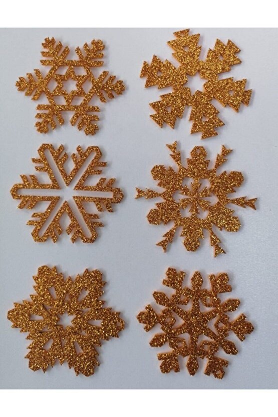 Gold Kar Tanesi Simli Eva Ağaç Ve Hediye Süsü 8x8cm 6 Lı