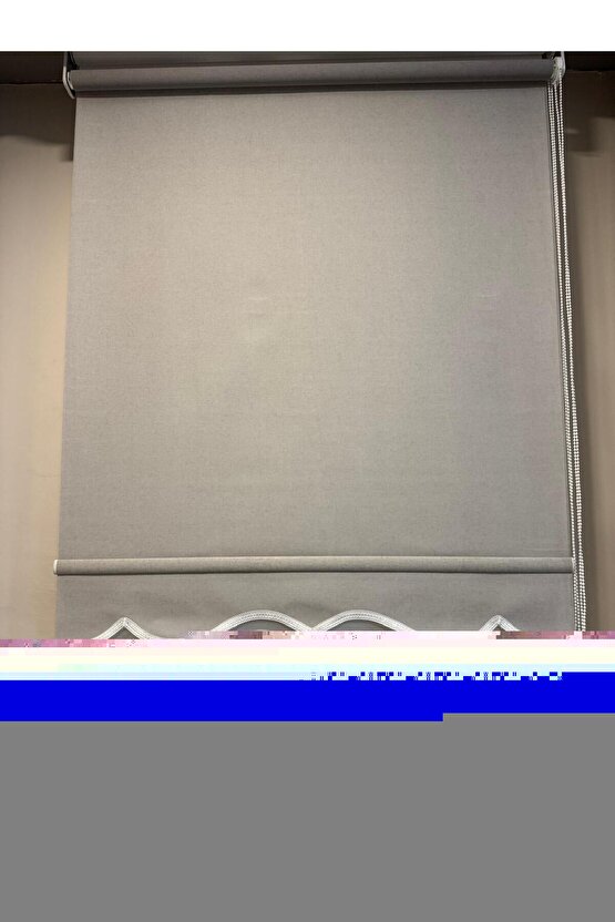 Çift Mekanizmalı Tül Stor Perde Gri Renk Keten 1. Kalite