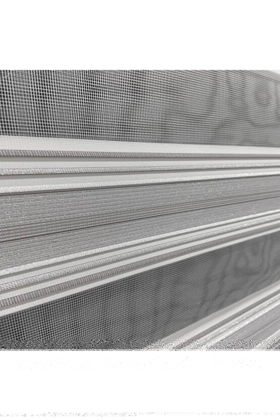 Zebra Stor Perde Ekru Gri Lüx Etek Dilimli