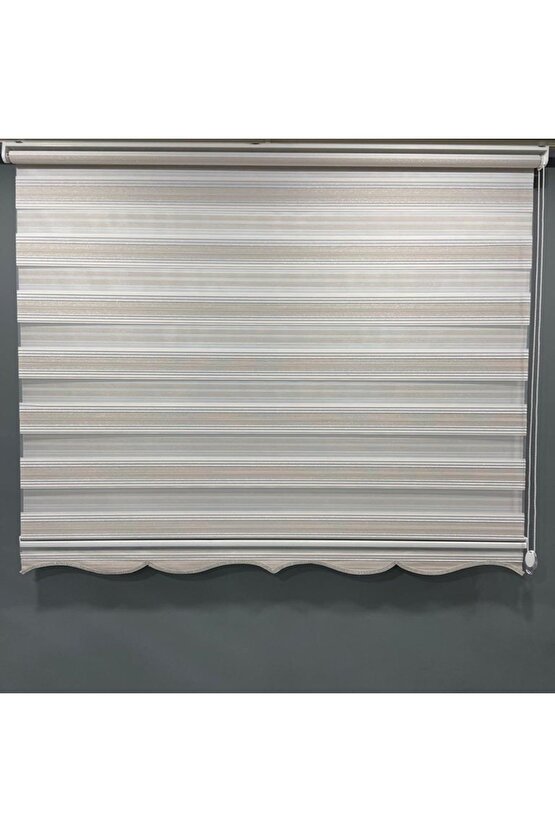 Zebra Stor Perde Açık Pudra Simli Lüx Etek Dilimli