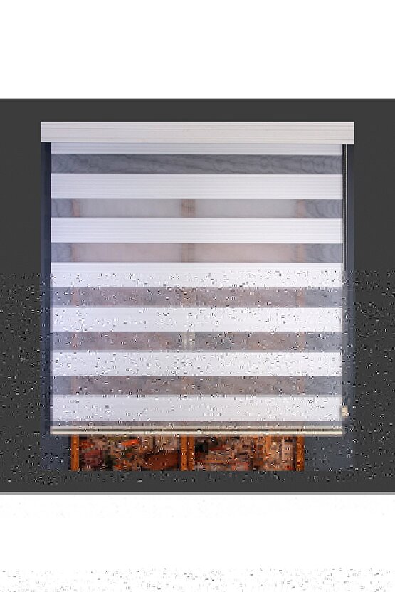 Beyaz Geniş Plise Zebra Stor Güneşlik Perde