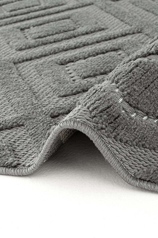 Dizayn Kaymaz Taban Koridor Halısı Kesme Yolluk Mutfak Halısı Modern Salon Halısı 1089 ANTRASİT