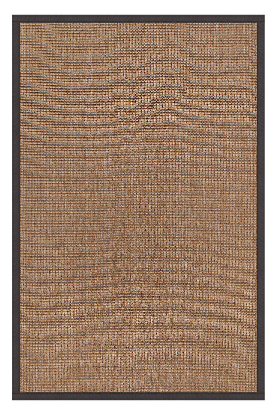 0465-Antrasit Kumaş Bordür Sisal Jut Halı Kilim Hav Toz Vermez Kolay Temizlenen Hasır Kilim