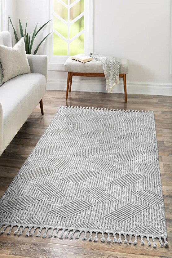 Mumbai 434 Gri Yumuşak Dokulu Halı Kilim Salon Mutfak Koridor  Yolluk Dokuma Makine Halısı