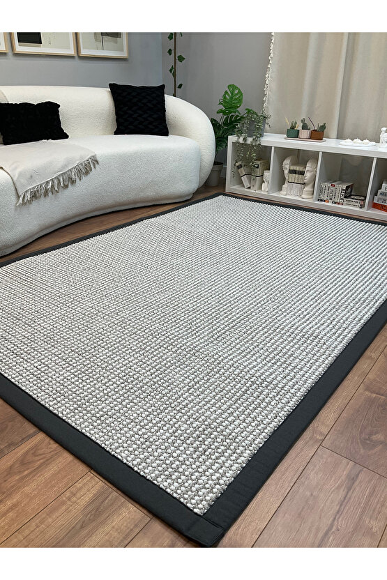 Kumaş Bordür Gri Bukle Antrasit Bordür  Halı Salon Koridor Mutfak Çocuk Odası Halısı  Kilim S267