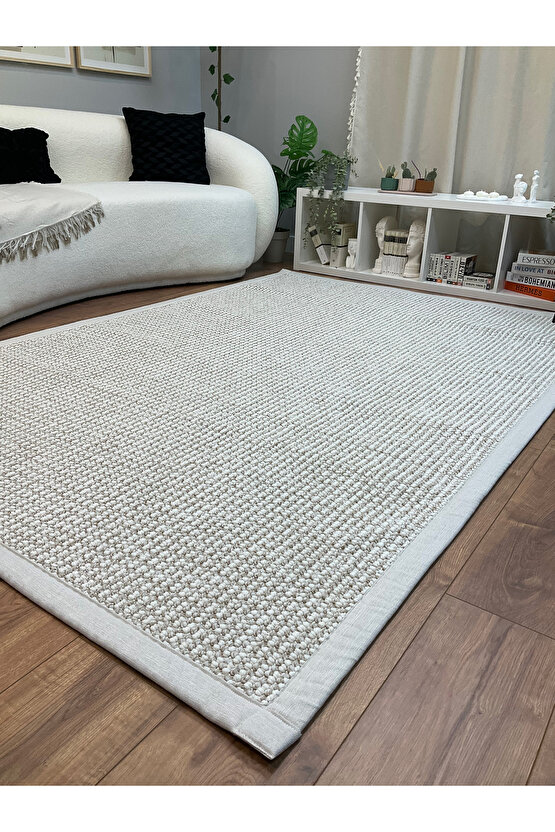 Kumaş Bordür Bej Bukle Krem Bordür  Halı Salon Koridor Mutfak Çocuk Odası Halısı  Kilim S266