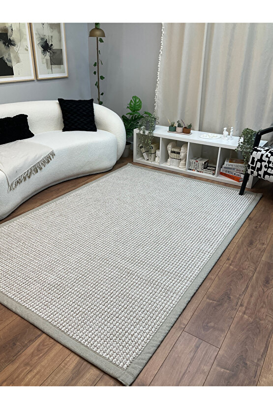Kumaş Bordür Bej Bukle Bej Bordür  Halı Salon Koridor Mutfak Çocuk Odası Halısı  Kilim S265