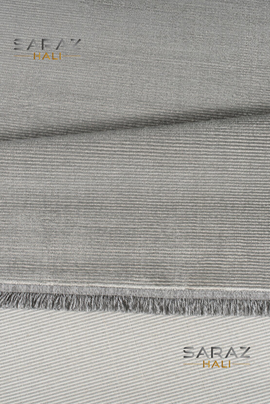 Parma Düz Gri Model Dokuma Halı Kilim Yolluk Salon Halısı Modern Dokuma