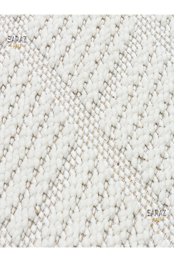 Bukle Beyaz Yumuşak Dokulu Halı Kilim Salon Mutfak Koridor Kesme Yolluk Dokuma Makine Halısı 11880