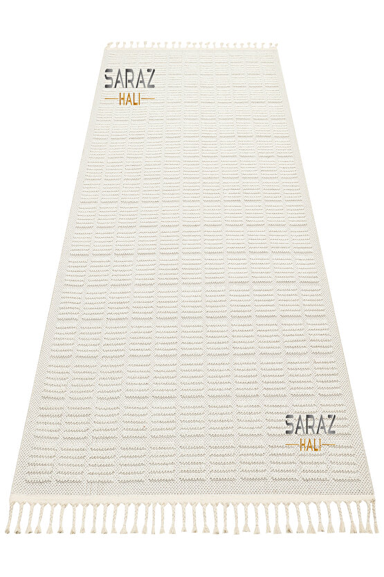 Bukle Beyaz Yumuşak Dokulu Halı Kilim Salon Mutfak Koridor Kesme Yolluk Dokuma Makine Halısı 11880