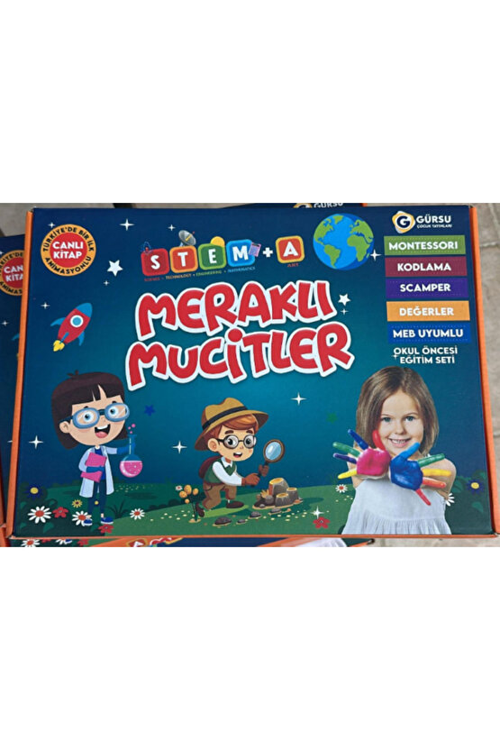 MERAKLI MUCİTLER-ANASINIFI-48 AY- Okul Öncesi ve Değerler Eğitim Akıl Küpü Seti 12 Kitap-GÜRSU ÇOCUK